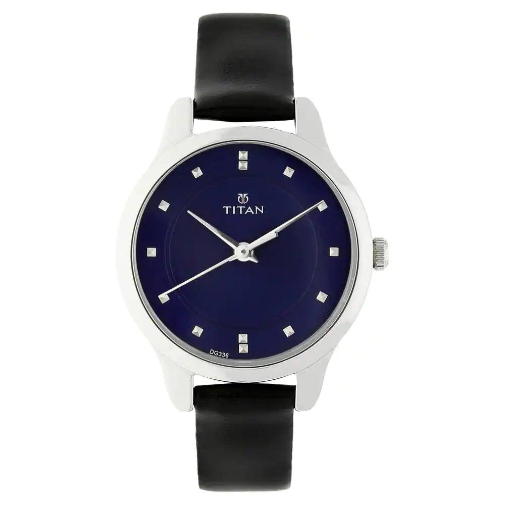 TITAN Workwear Watch with Blue Dial & Leather Strap 2481SL08