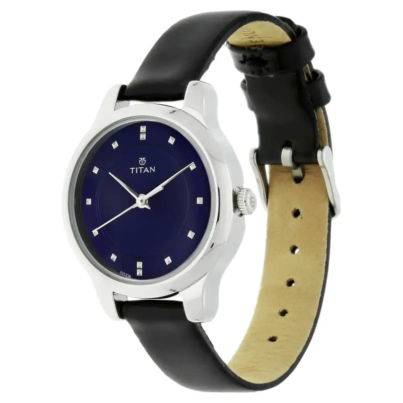 TITAN Workwear Watch with Blue Dial & Leather Strap - 2481SL08
