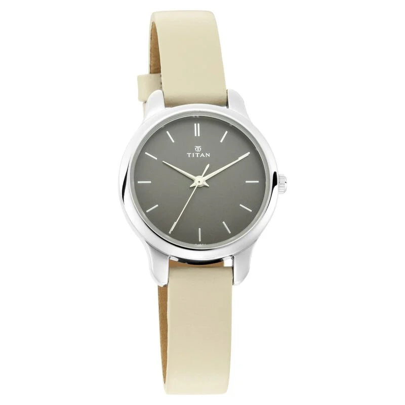Titan Women's Chic minimalist watch with Anthracite dial and leather strap 2481SL11