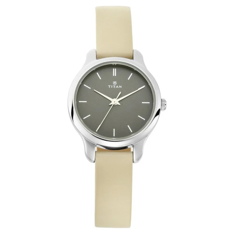 Titan Women's Chic minimalist watch with Anthracite dial and leather strap 2481SL11