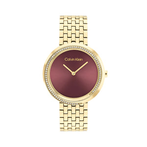 CALVIN KLEIN Twisted Bezel Women Quartz Bronze Dial Analog Stainless Steel Watch 25100069 - KRISHNA WATCH COMPANY