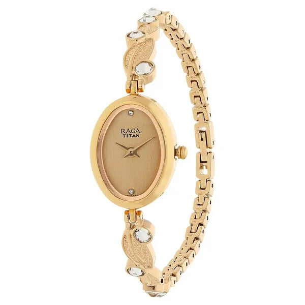Titan Raga Foliage Rose Gold Dial Women Watch With Metal Strap  2511wm05