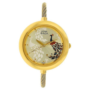 Titan Raga Garden of Eden Champagne Dial Analog Stainless Steel Strap watch for Women NR2532YM01 / NS2532YM01 - KRISHNA WATCH COMPANY