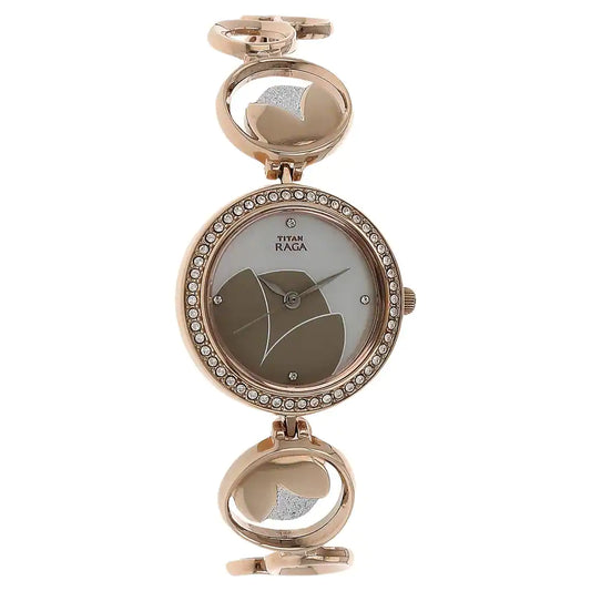 TITAN Raga Garden of Eden Mother of Pearl Metal Strap Watch 2539KM01