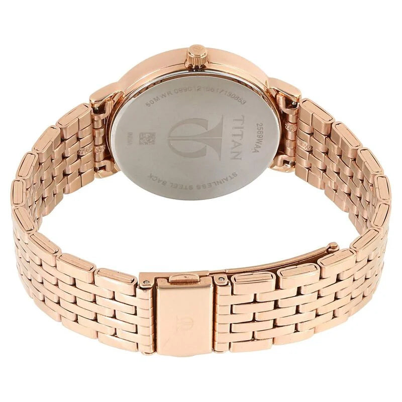 Titan Workwear Beige Dial Women Watch With Stainless Steel Strap NS256 KRISHNA WATCH COMPANY