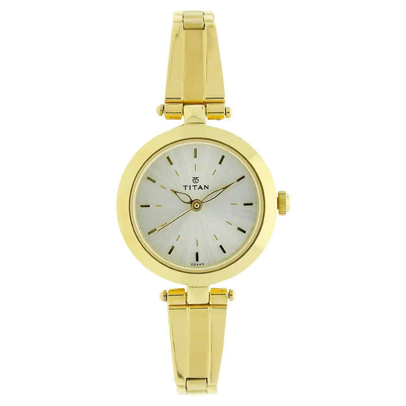 Titan Champagne Dial Golden Stainless Steel Strap Watch - 2574YM01 - KRISHNA WATCH COMPANY