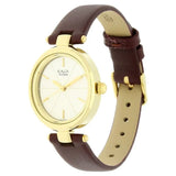 Titan Raga Viva Champagne Dial Analog Leather Strap Watch for Women 2579yl01
