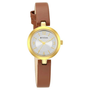 Titan Lagan Silver Dial Analog Leather Strap Watch for Women / 2598YL03 - KRISHNA WATCH COMPANY