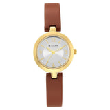 Titan Lagan Silver Dial Analog Leather Strap Watch for Women / 2598YL03
