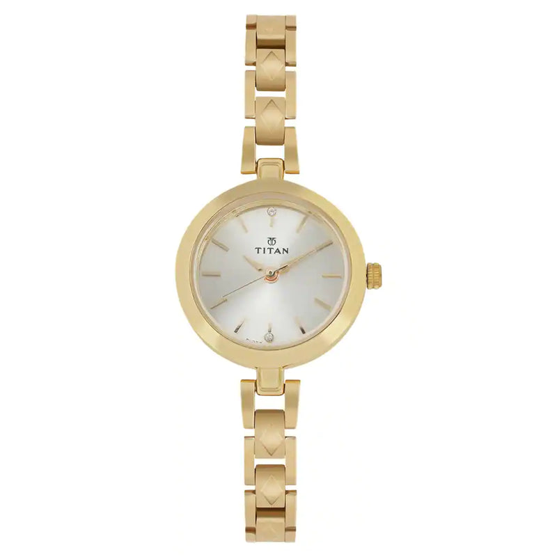Titan Champagne Dial Golden Stainless Steel Strap Watch - 2598YM01 - KRISHNA WATCH COMPANY