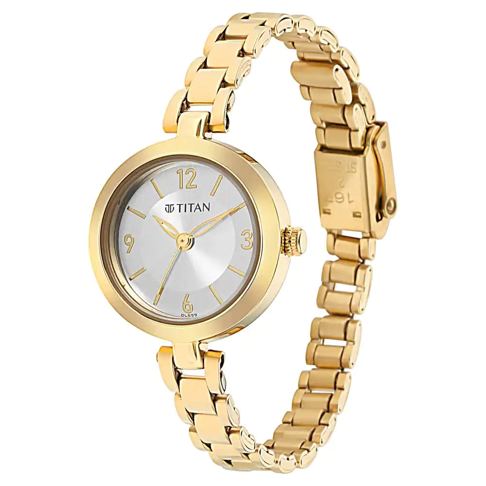 Titan Lagan Silver Dial Metal Strap Watch NP2598YM04