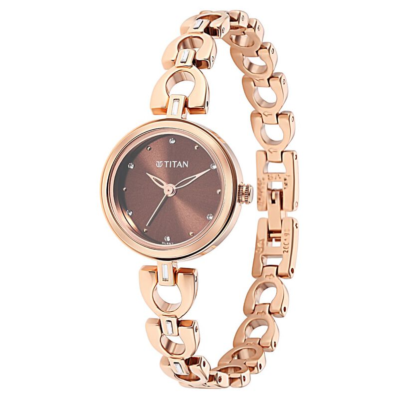 Titan Lagan Brown Dial Analog Metal Strap Watch for Women NR2601WM04 - KRISHNA WATCH COMPANY