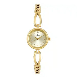 TITAN Champagne Dial Golden Metal Strap Watch 2601YM02(DH416) - KRISHNA WATCH COMPANY