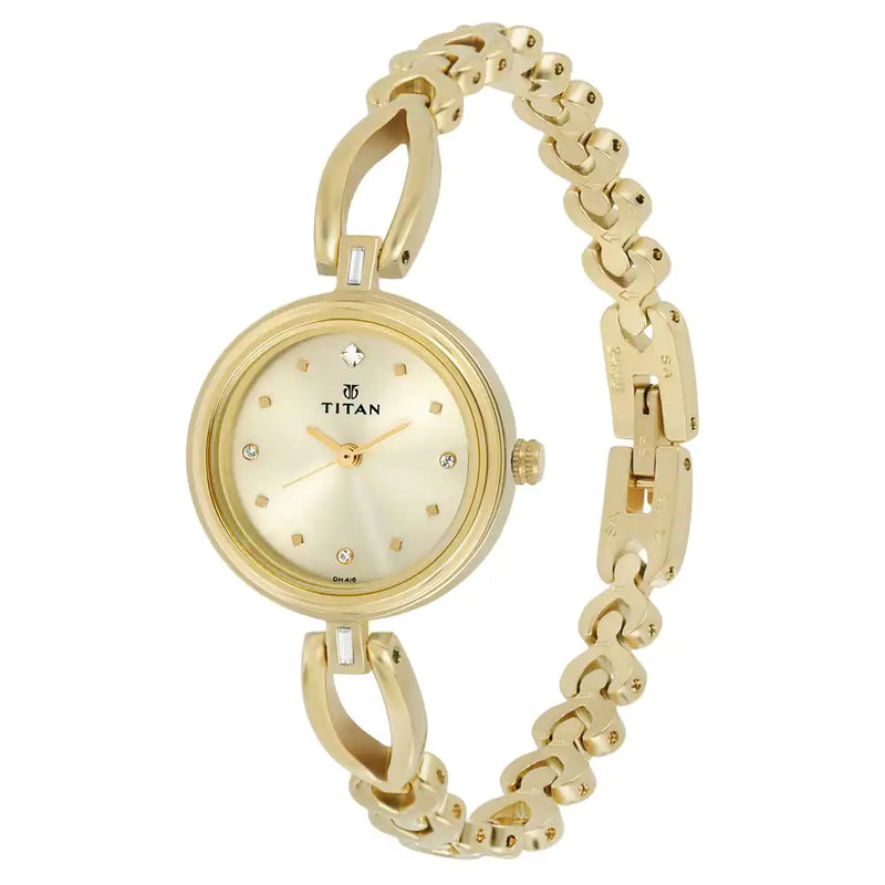 TITAN Champagne Dial Golden Metal Strap Watch 2601YM02(DH416) - KRISHNA WATCH COMPANY