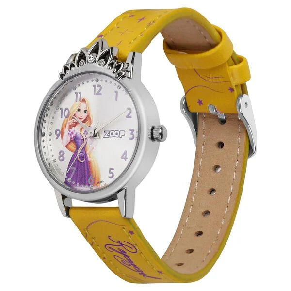 Zoop By Titan Disney Princess Quartz Analog Silver Dial Leather Strap Watch For Kids 26048sl01