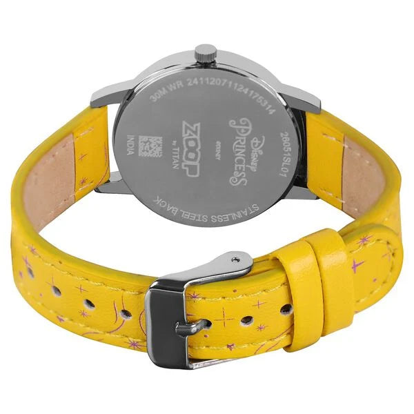 Zoop By Titan Disney Princess Quartz Analog Silver Dial Leather Strap Watch For Kids 26048sl01