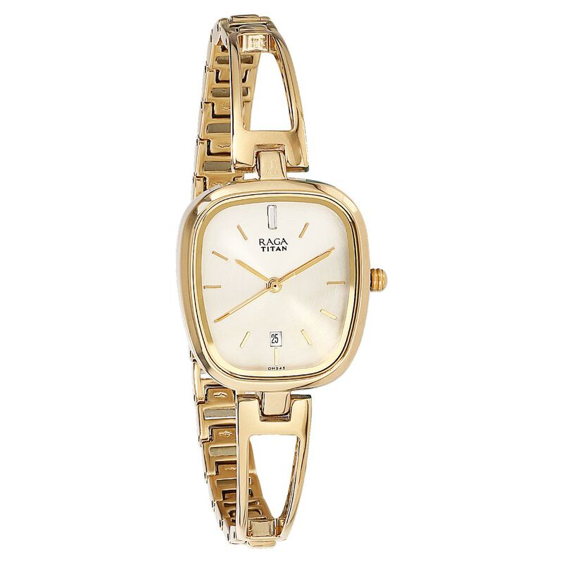 Titan Raga Viva Champagne Dial Analog with Date Metal Strap watch for Women 2604YM01