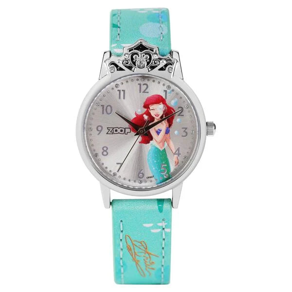 Zoop By Titan Disney Princess Quartz Analog Silver Dial Leather Strap Watch For Kids 26050sl01