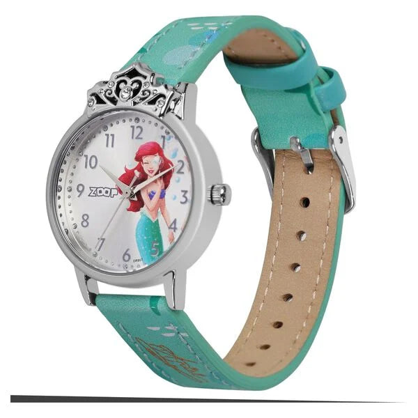 Zoop By Titan Disney Princess Quartz Analog Silver Dial Leather Strap Watch For Kids 26050sl01