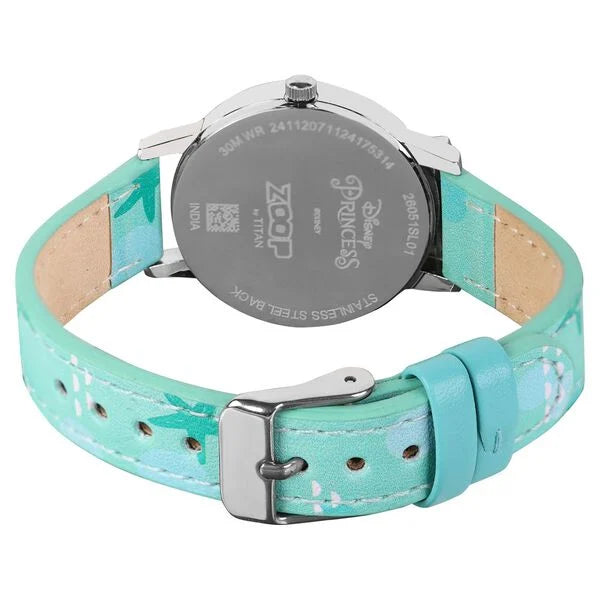Zoop By Titan Disney Princess Quartz Analog Silver Dial Leather Strap Watch For Kids 26050sl01
