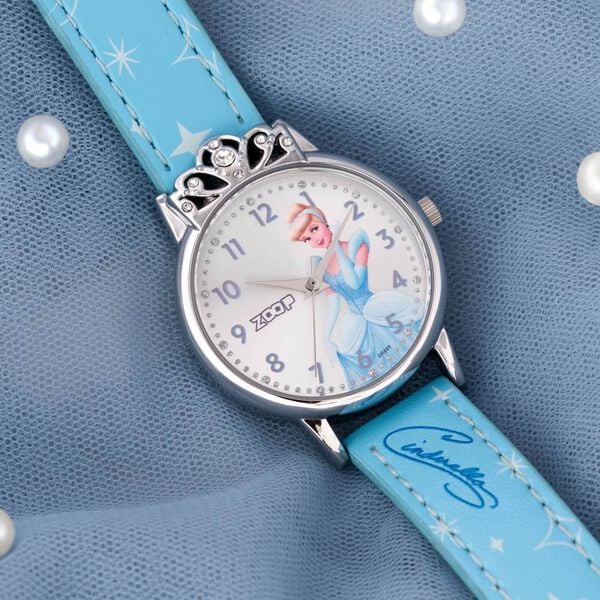 Zoop By Titan Disney Princess Quartz Analog Silver Dial Leather Strap Watch For Kids 26051sl01
