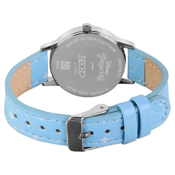 Zoop By Titan Disney Princess Quartz Analog Silver Dial Leather Strap Watch For Kids 26051sl01