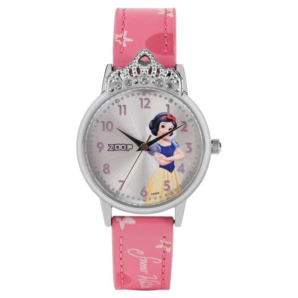 Zoop By Titan Disney Princess Quartz Analog Silver Dial Leather Strap Watch For Kids 26052sl01