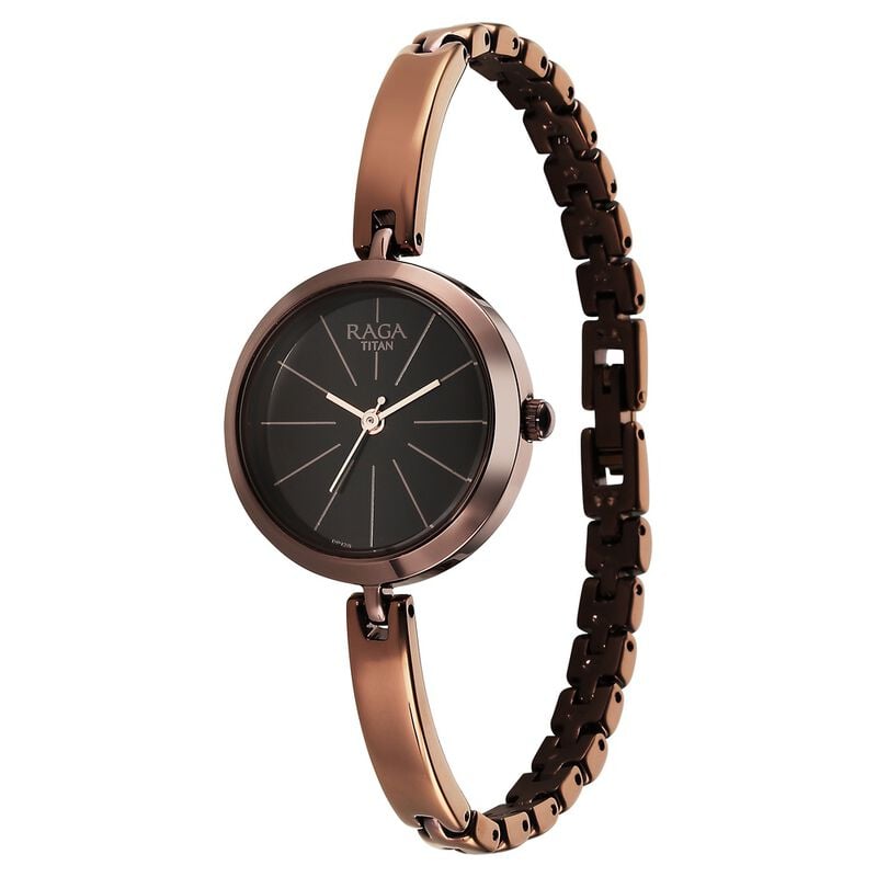 Titan Raga Viva Quartz Analog Brown Dial Brown Metal Strap Watch for Women 2606QM03