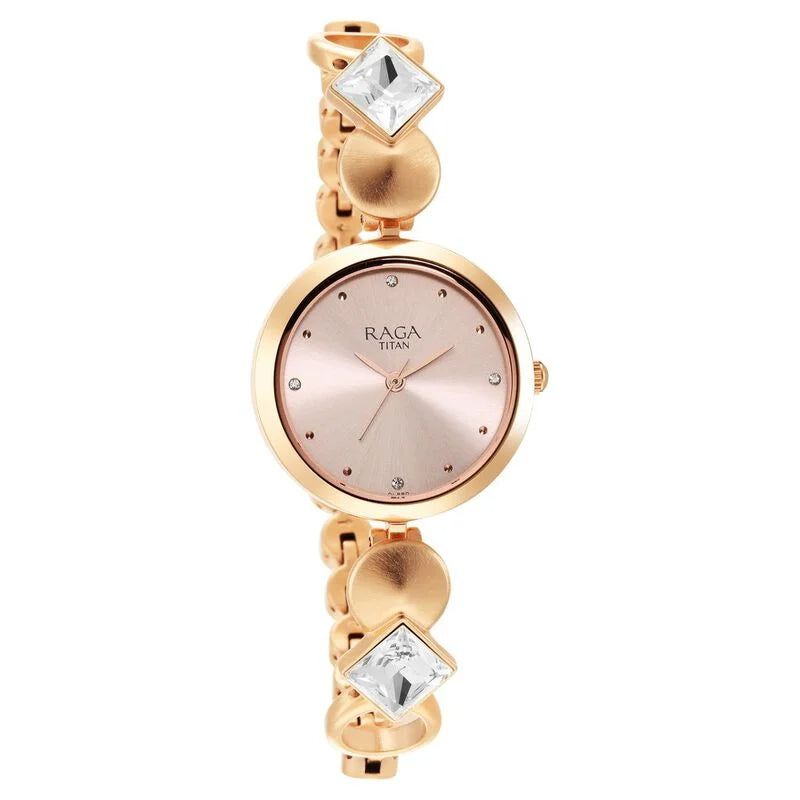 Titan Raga Love All Pink Dial Analog Metal Strap Watch for Women 2606WM10