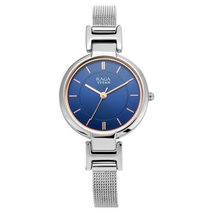 Titan Raga Viva Blue Dial Women Watch With Metal Strap NR2608SM02 - KRISHNA WATCH COMPANY