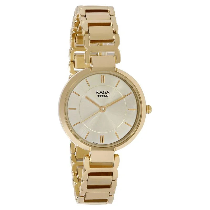 Titan Raga Viva Champagne Dial Women Watch With Metal Strap  2608YM01