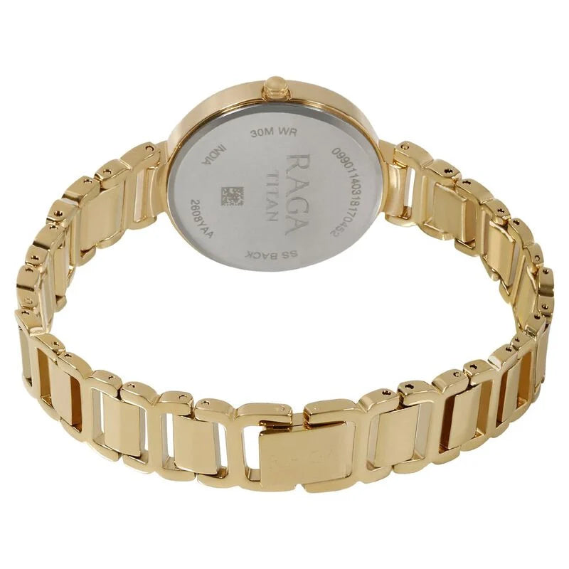 Titan Raga Viva Champagne Dial Women Watch With Metal Strap  2608YM01