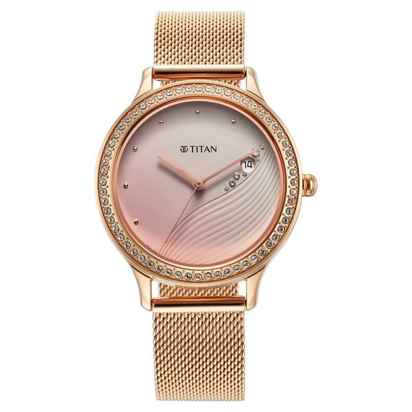 Titan Purple Glam It Up Pink Dial Analog with Date Watch for Women - 2634WM05