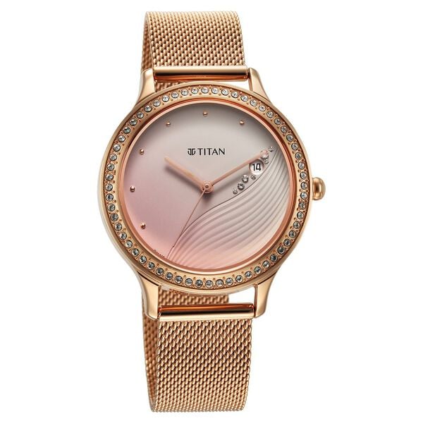 Titan Purple Glam It Up Pink Dial Analog with Date Watch for Women - 2634WM05