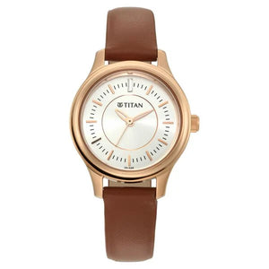 Titan Quartz Analog Silver Dial Leather Strap Watch for Women - 2638WL01 - KRISHNA WATCH COMPANY
