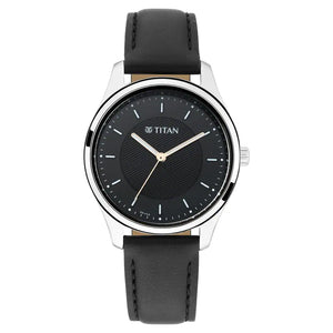 TITAN Workwear Watch with Black Dial & Leather Strap - 2639SL01 - KRISHNA WATCH COMPANY