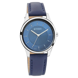 Titan Workwear Blue Dial Women Watch With Leather Strap - 2639SL02 - KRISHNA WATCH COMPANY
