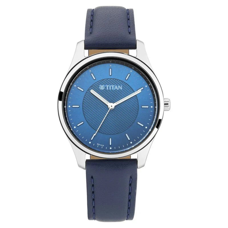 Titan Workwear Blue Dial Women Watch With Leather Strap 2639SL02