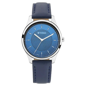 Titan Workwear Watch with Blue Dial & Leather Strap NP2639SL02 (DK463) - KRISHNA WATCH COMPANY