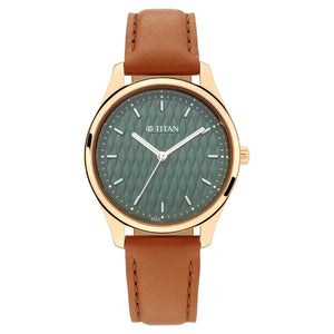 Titan Workwear Watch with Green Dial & Leather Strap NP2639WL01 - KRISHNA WATCH COMPANY