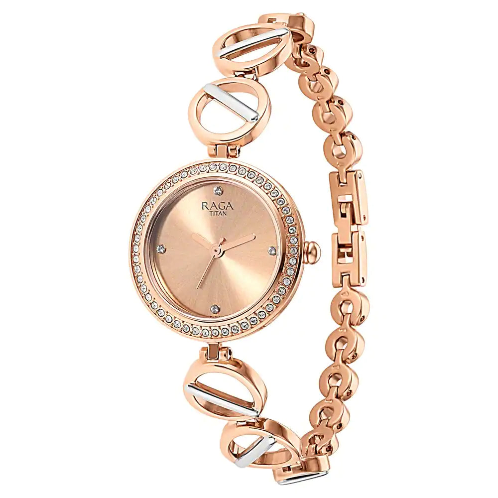 TITAN Raga Viva Rose Gold Dial Metal Strap Watch 2643KM01 DK514