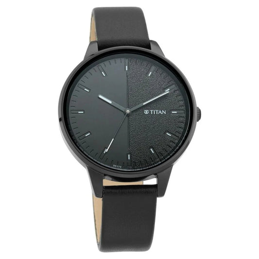 Titan Women's Precision Simplicity Watch: Black Gradient Dial with Leather Strap 2648NL01