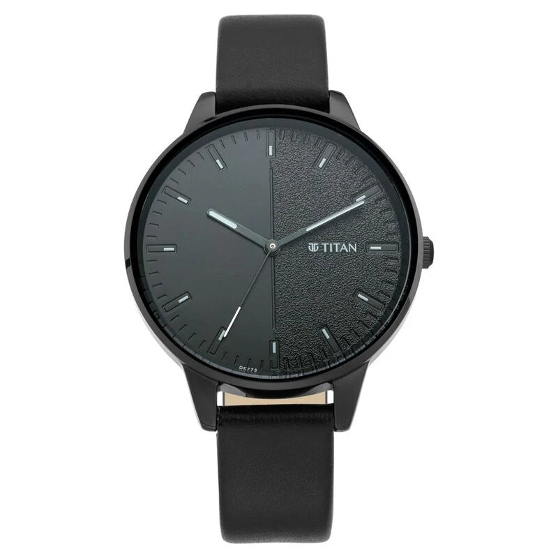 Titan Women's Precision Simplicity Watch: Black Gradient Dial with Leather Strap NT2648NL01