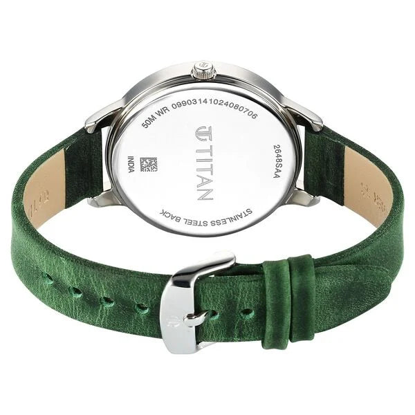 Titan Neo Quartz Analog Green Dial Leather Strap Watch For Women 2648sl11