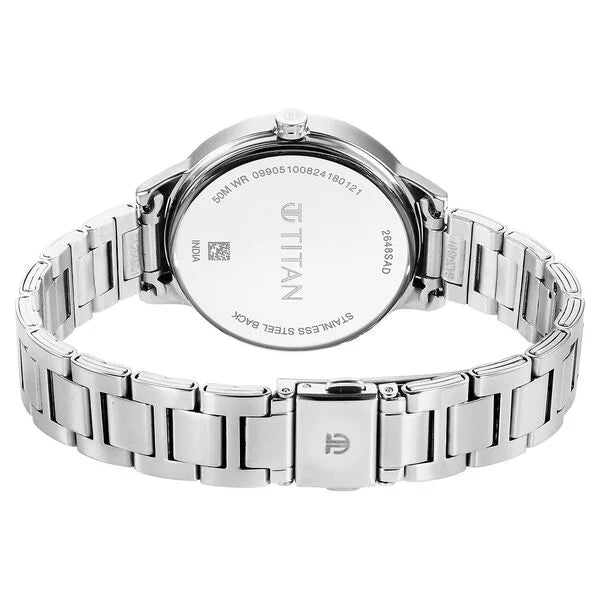 Titan Razzle Dazzle Quartz Analog Mauve Dial Stainless Steel Strap Watch For Women 2648sm12
