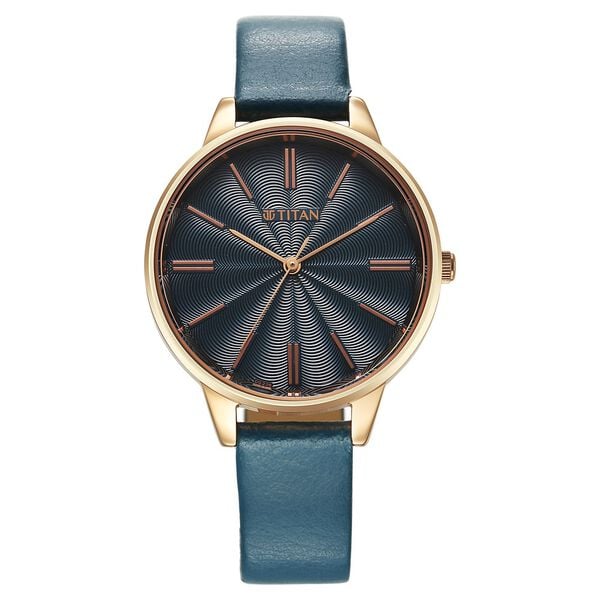 Titan Neo Quartz Analog Blue Dial Leather Strap Watch For Women 2648wl08