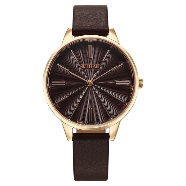 Titan Neo Quartz Analog Maroon Dial Leather Strap Watch For Women 2648wl09