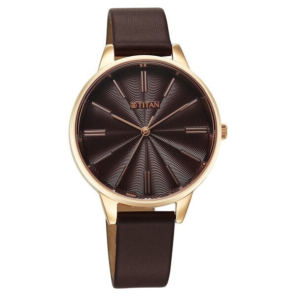 Titan Neo Quartz Analog Maroon Dial Leather Strap Watch For Women 2648wl09 - KRISHNA WATCH COMPANY