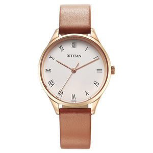 Titan Workwear White Dial Leather Strap Watch for Women 2649WL04 - KRISHNA WATCH COMPANY