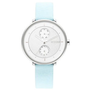 Titan Pastel Dreams Silver Dial Blue Leather Strap Watch NQ2651SL04 - KRISHNA WATCH COMPANY